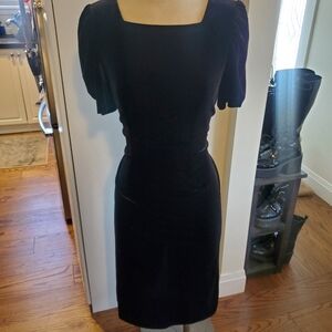 Velvet Puff Sleeve Large Midi Stretch Goth Betsey Johnson Black Square Dress